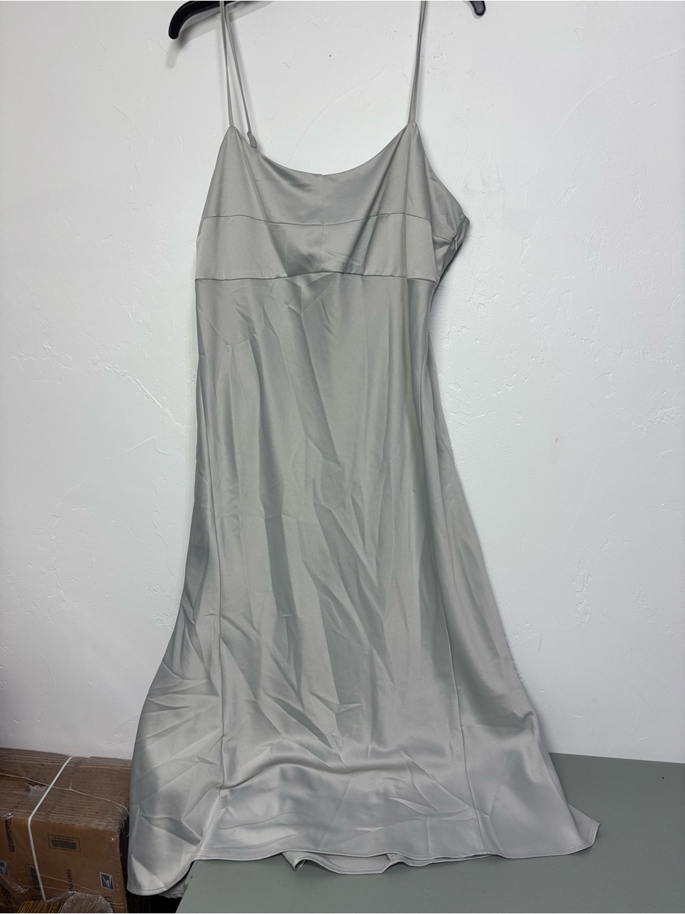 H&M Divided Silky Light Gray Slip Dress with Spaghetti Straps Women's XL Party